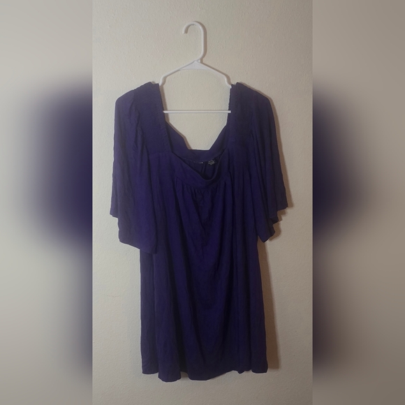 Evans Tops - Evans Purple Drape Tunic Flowy Top Plus Size Short Sleeve 26/28